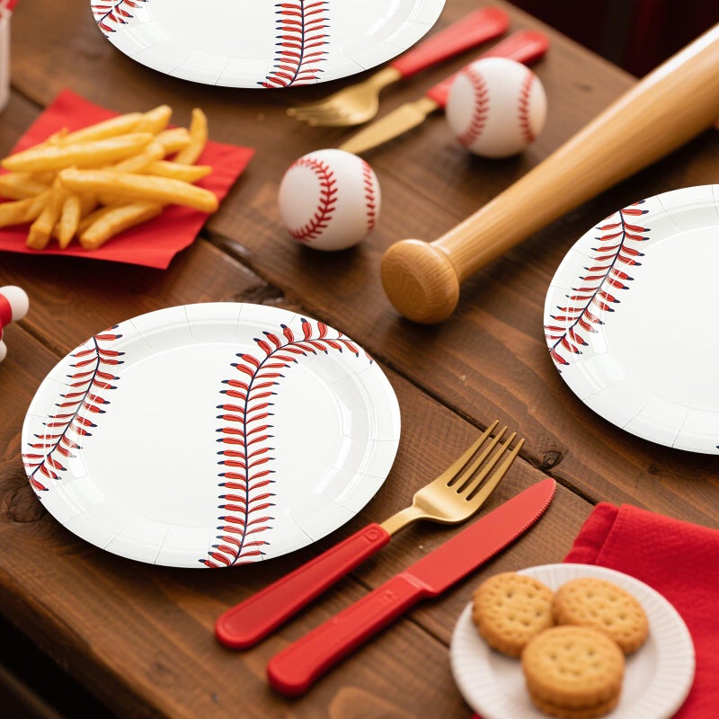 HFBOBP 72 Pcs Baseball Paper Plates and Napkins, 7inch Baseball Themed Party Supplies Decorations Disposable Tableware Dinnerware Set for Sport Themed Party Favors Kids Boys Girls Birthday - Image 2